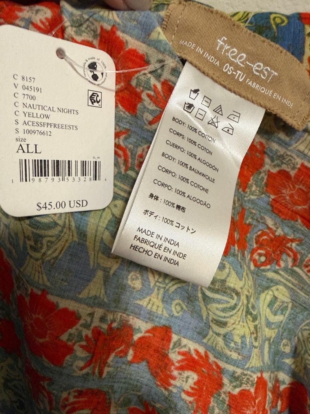 Free People Free-est All Summer Long Sarong Wrap Nautical Print Beach Cover Up - Picture 3 of 8